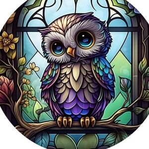 Stained Glass Owl Wreath Sign